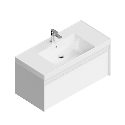 Тумба MODULA подвесная 100 с ящиком 1+1, белая глянцевая Тумба MODULA подвесная 100 с ящиком 1+1, белая глянцевая