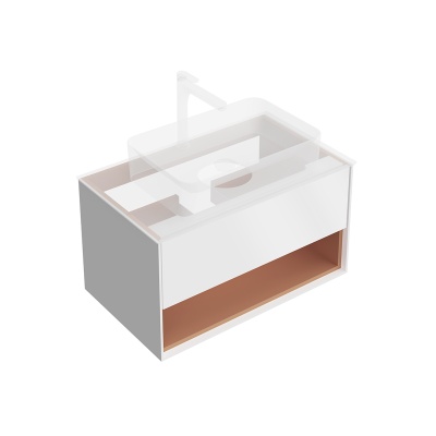 Тумба PLAZA Modern подвесная 80, push, 1 ящик, подсветка, белый матовый + Сахара Тумба PLAZA Modern подвесная 80, push, 1 ящик, подсветка, белый матовый + Сахара